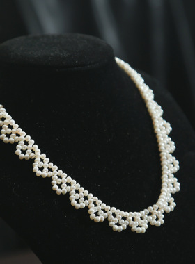 手工编织荷叶边蕾丝相天然珍珠