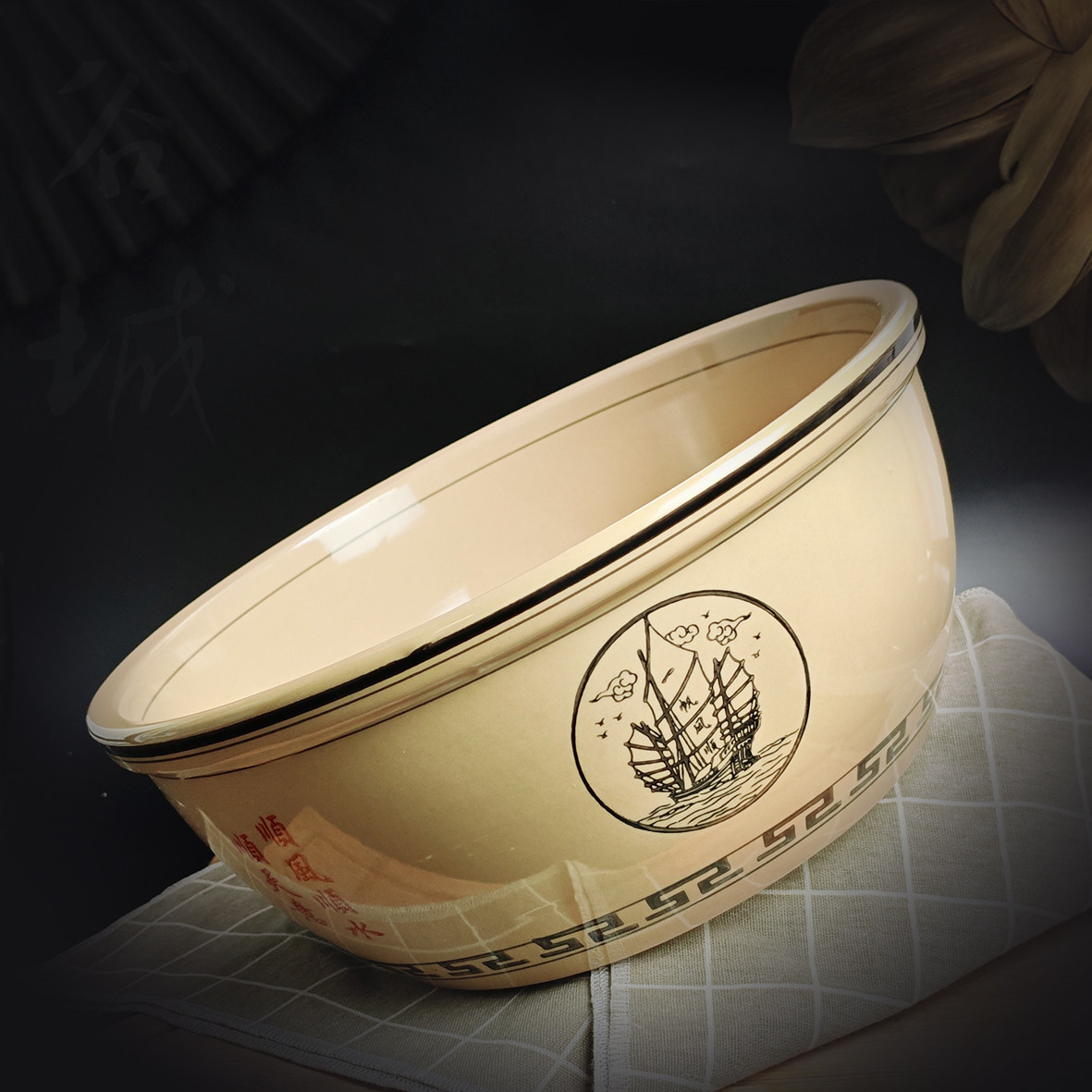 老式和面盆陶瓷不粘面加厚大号汤盆揉面发面盆家用复古洗菜陶瓷盆