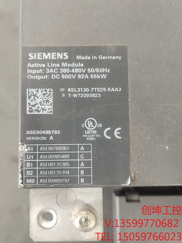 （创坤设备）6SL3130－7TE25－5AA3西门子55KW电源实图有