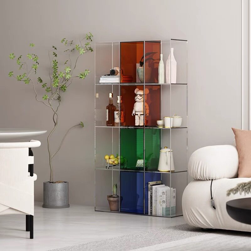 意式书架轻奢家用落地书柜简约客厅置物架展示架简易CD收纳杂志架