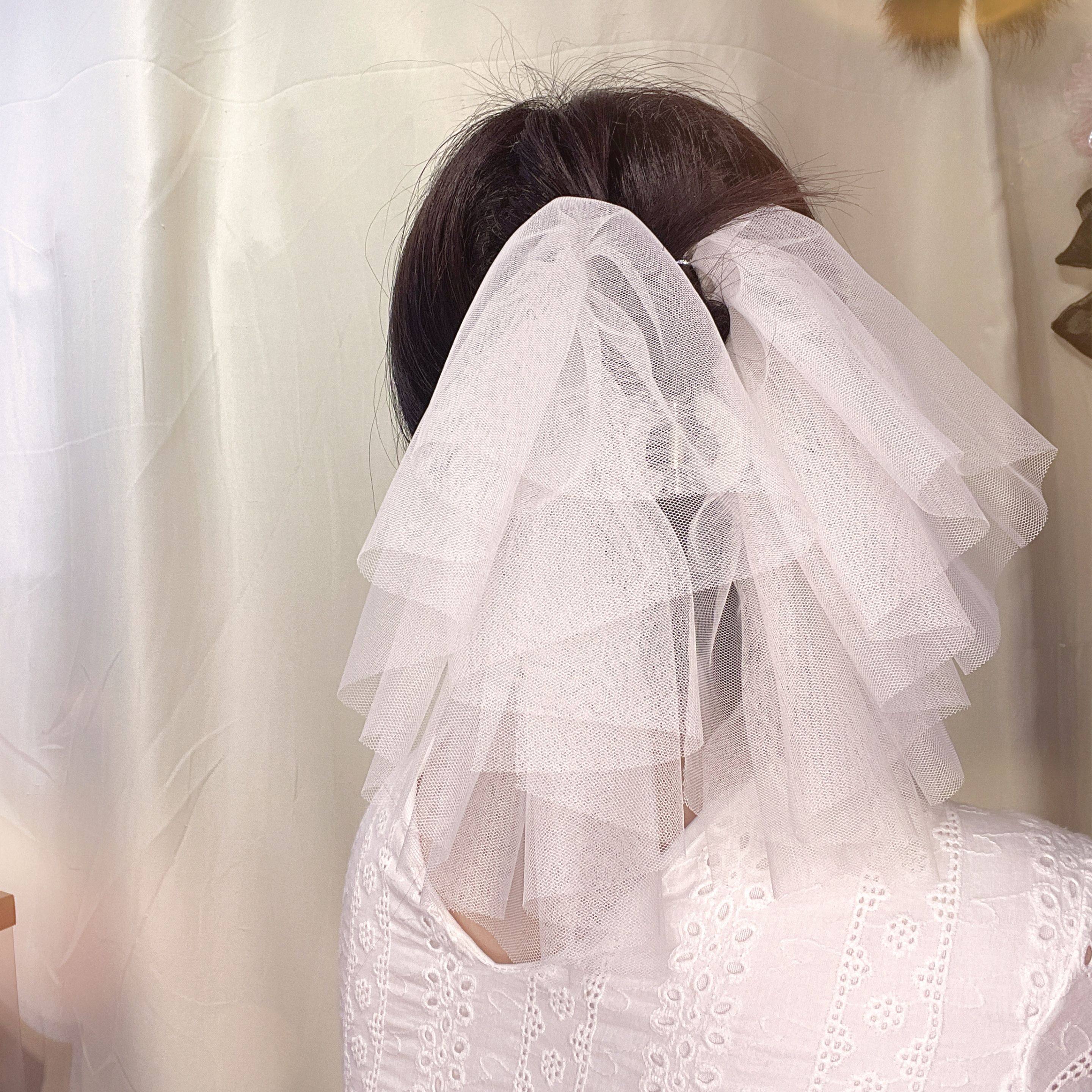 韩版仙美婚纱抓夹大号鲨鱼齿夹子盘发器饰品高级感后脑勺发抓绢纱