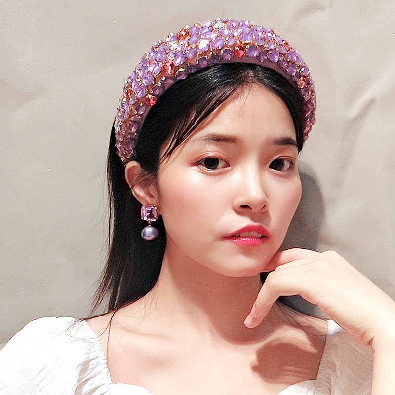 仙女淡紫水钻发箍加厚带防滑齿图片