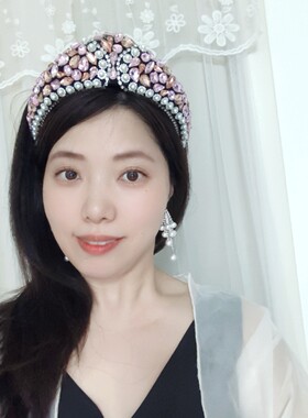 法式复古珍珠皇冠发箍女高颅顶头饰轻奢满钻王冠晚宴高级感宽发卡