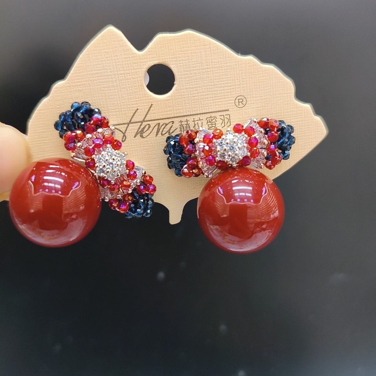 赫拉密羽新款红色玛瑙蝴蝶结耳钉女925银针耳环镶钻长款耳坠轻奢,饰品/流行首饰/时尚饰品新,耳钉,淘宝优惠券,粉丝福利购,淘宝优惠卷