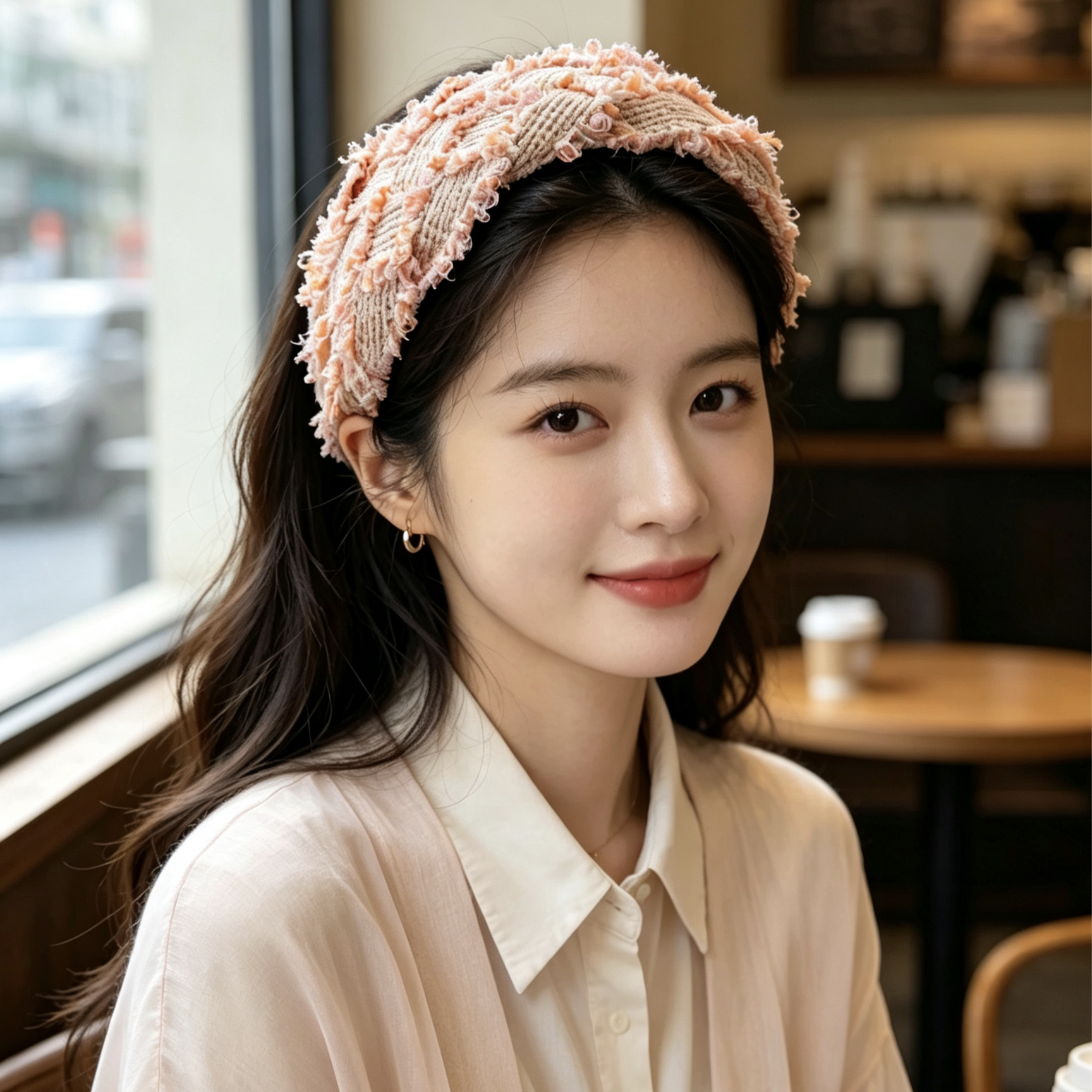复古格纹发箍女高颅顶布艺毛边高级感发卡宽版贵气头箍发饰优雅美