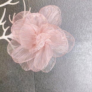 原創(chuàng)歐根紗大花朵邊夾女仙美絹紗花卉發(fā)夾鴨嘴夾高級感發(fā)飾胸花
