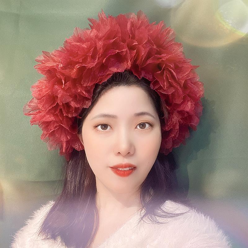 森系绢纱花朵发卡仙女百搭发箍