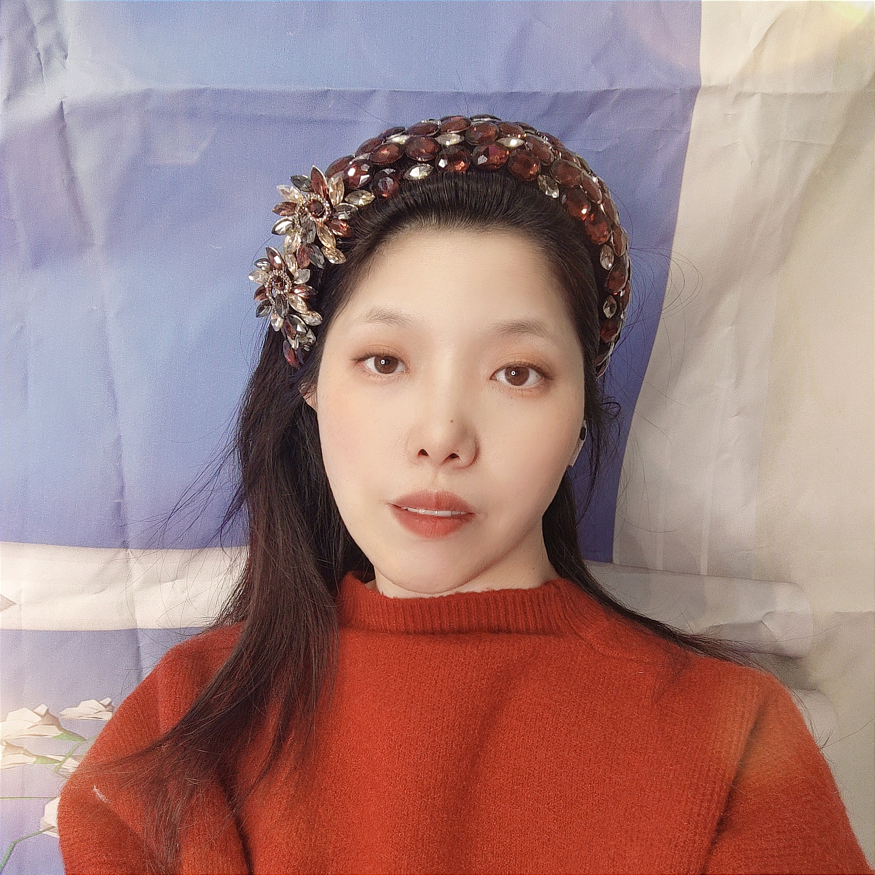 复古发饰香槟紫水晶发箍女高颅顶镶钻发卡宽边奢华原创头箍宫廷