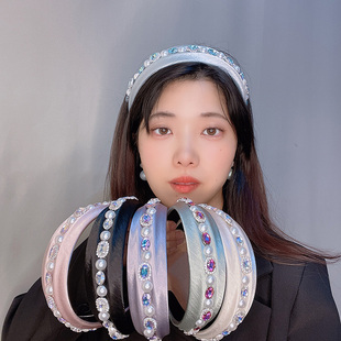 法式粉色镶钻发箍女韩式带齿压发水钻头箍时尚气质发卡外出发饰