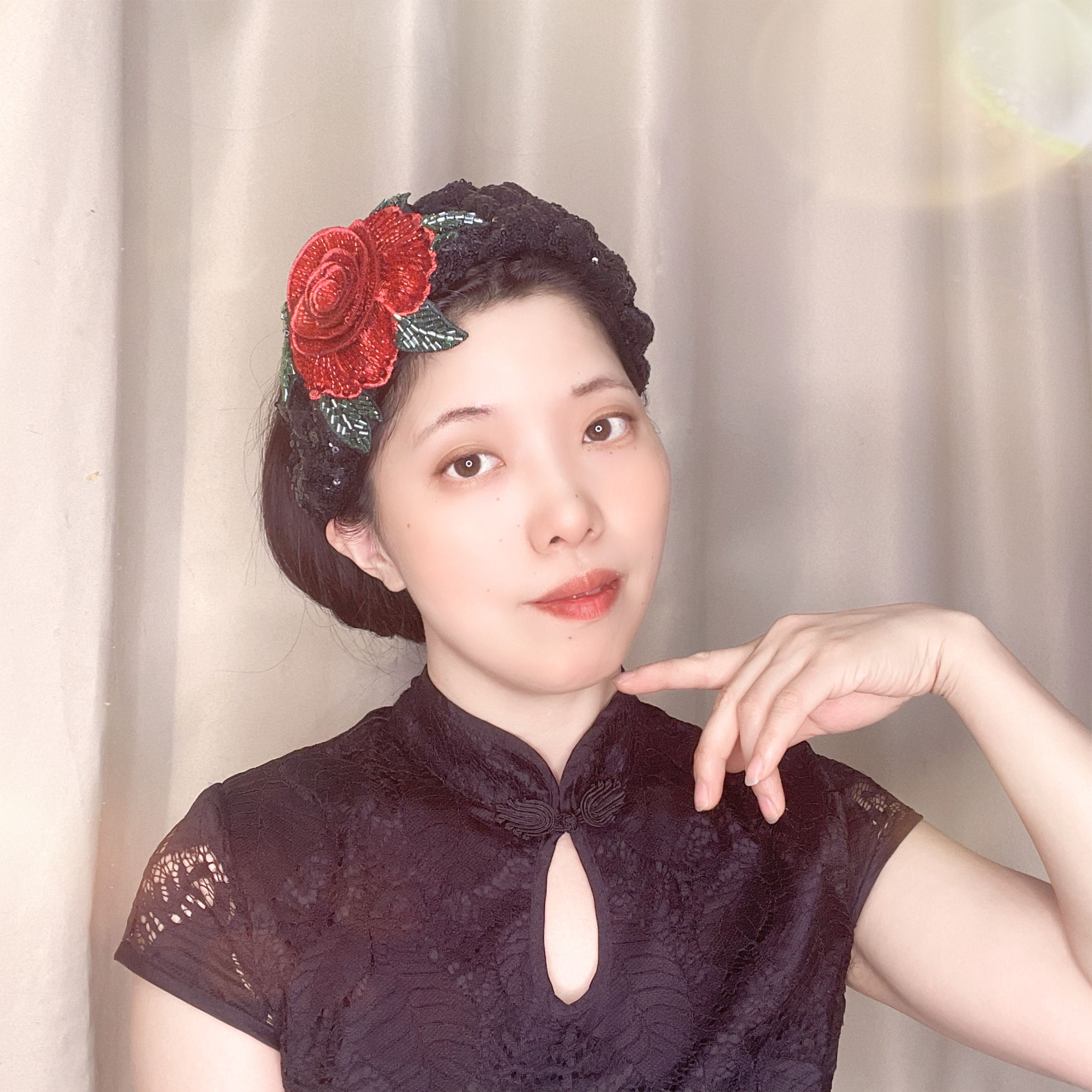 新款小众高级感玫瑰镶钻发卡
