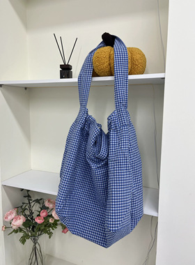 M5M 设计师款格子帆布包 店主自留款 超大容量可斜挎背可单拎旅游