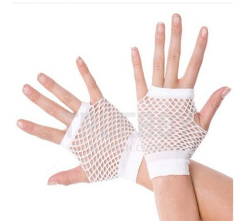 반 손가락 투명 FISHNET 얇은 명주 그물 레이스 신부 장갑 복고풍 FISHNET 메쉬 레이스 노출 섹시한 장갑
