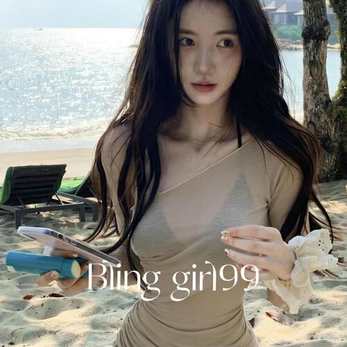防晒咖色性感比基尼三件套泳衣女