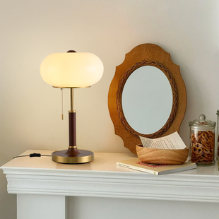 法式中古风台灯轻奢复古玻璃柿子客厅沙发旁氛围灯卧室床头小夜灯