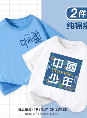 男童短袖t恤中大童夏季新款童装男孩中国风儿童宝宝纯棉圆领上衣