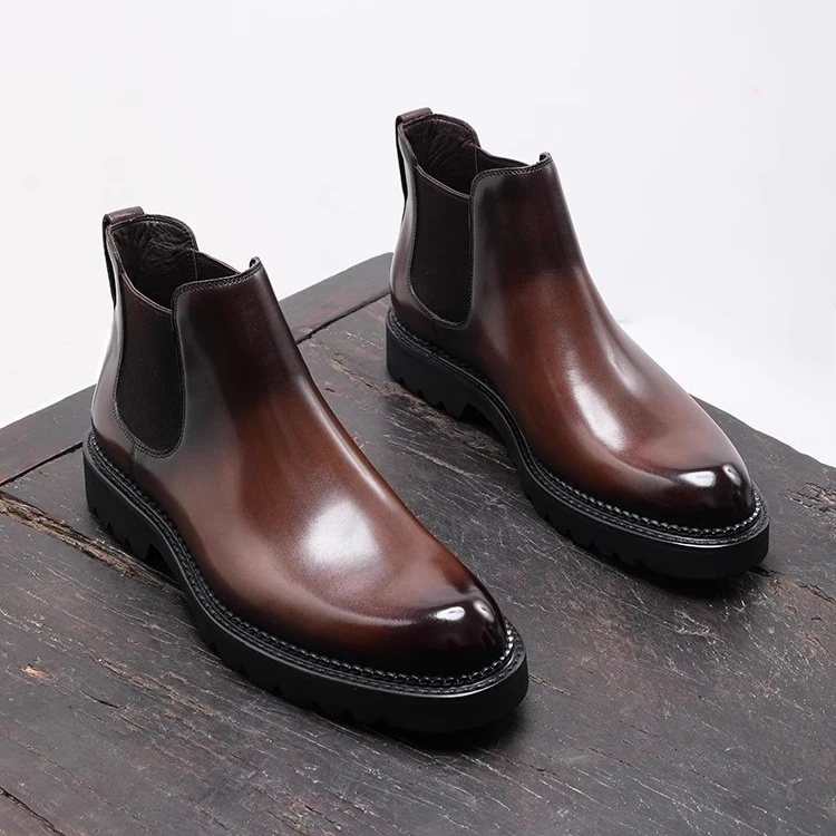 帕达索切尔西靴商务正装真皮马丁皮靴高帮皮鞋复古英伦短靴241022