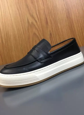 帕达索休闲皮鞋男2024春季新款真皮软底一脚蹬懒人鞋板鞋240418