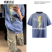 26年新款 T恤Jennie休闲慵懒宽松纯棉上衣 迪士尼小精灵字母短袖