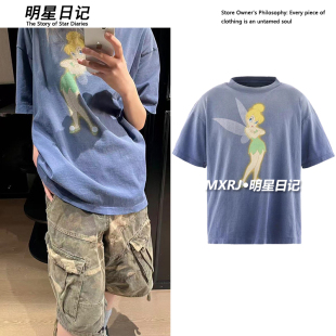 26年新款 T恤Jennie休闲慵懒宽松纯棉上衣 迪士尼小精灵字母短袖