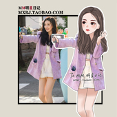 韩版 孟子义同款 收腰绑带中长款 西服女高级感chic浅紫色小西装 法式