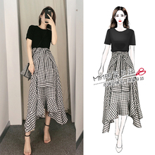 自留款2020新款法式假两件女连衣裙1