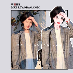 孙珍妮明星同款宽松西装外套2025早春新款韩版气质百搭双排扣西服