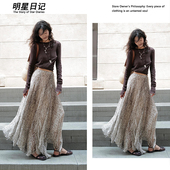 2026超火盛夏一整套韩系穿搭时尚 洋气减龄咖色t恤印花半身裙套装