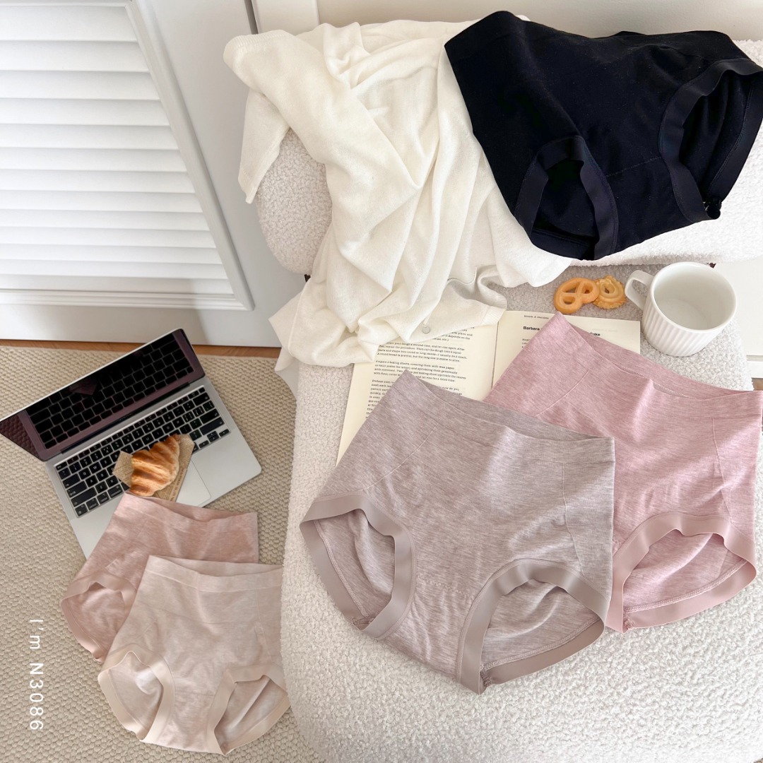 annamito中高腰大码内裤女士胖mm三角裤无痕包臀短底裤收腹内裤