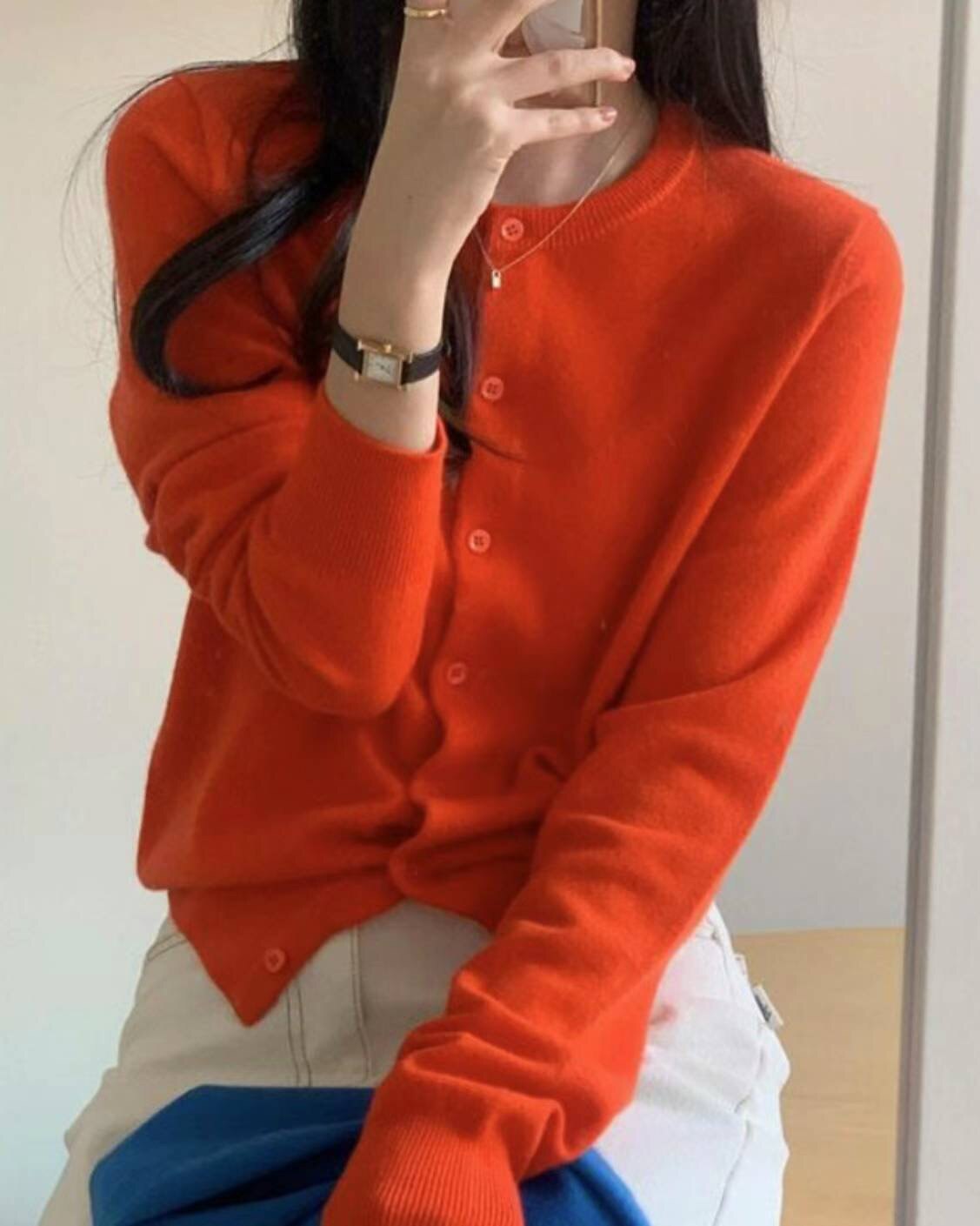 现货 韩国正品 向日葵欧尼同款 london flat百搭单排扣针织开衫女