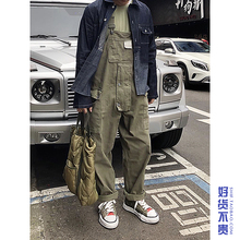 日系潮牌背带裤宽松连体裤工装裤 阔腿裤老爹裤ins网红吊带裤男女