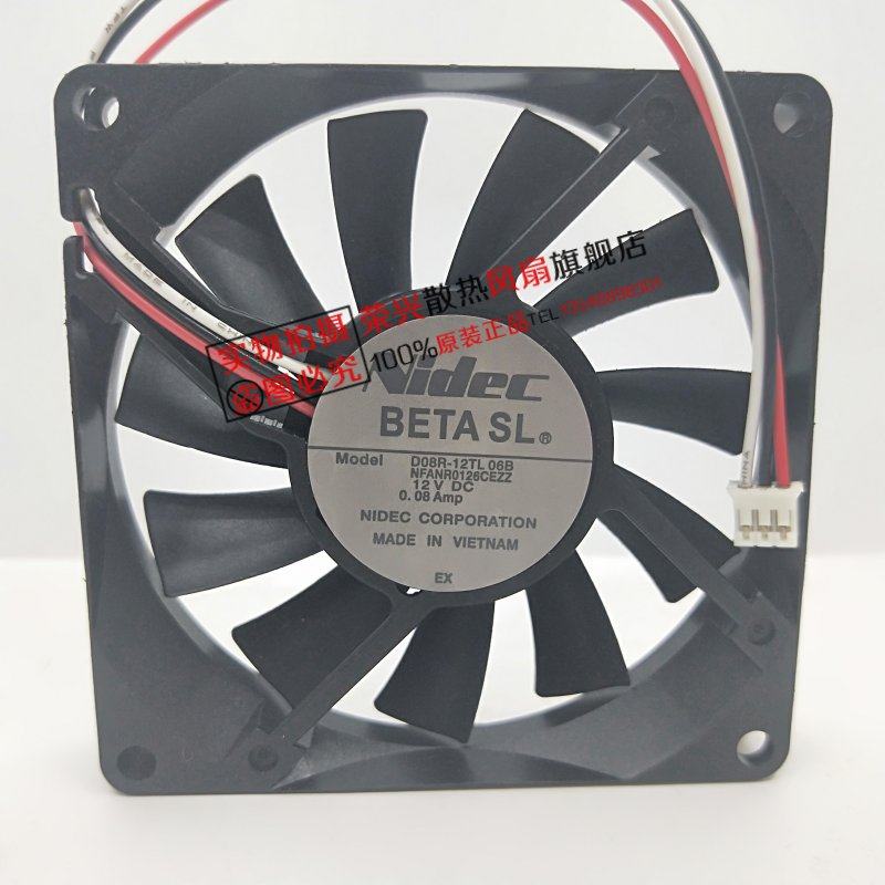 全新Nidec 8CM 8015 12V 0.08A静音 3线投影机散热风扇 D08R-12TL