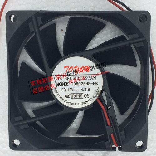 原装TONON TD8025HS-HB 12V 4.8W大风力 8025 机箱电源散热风扇 二线