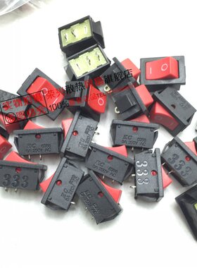 船型开关 翘板电源饮水机开关 KC6388 黑色 红色 2脚2档 6A/250V