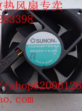 原装SUNON 8cm 8025 24V 4.3W 3线双滚珠变频器风扇KD2408PTBX-6A