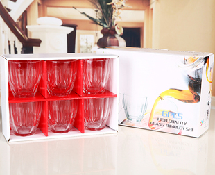 玻璃杯玫瑰套装6六只装银行开业送礼 彩盒 礼盒 广告杯促销杯礼品