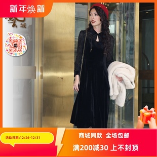 黑色百搭连衣裙P4L017 专柜2024冬小众高级感法式 ART艺域女装 正品