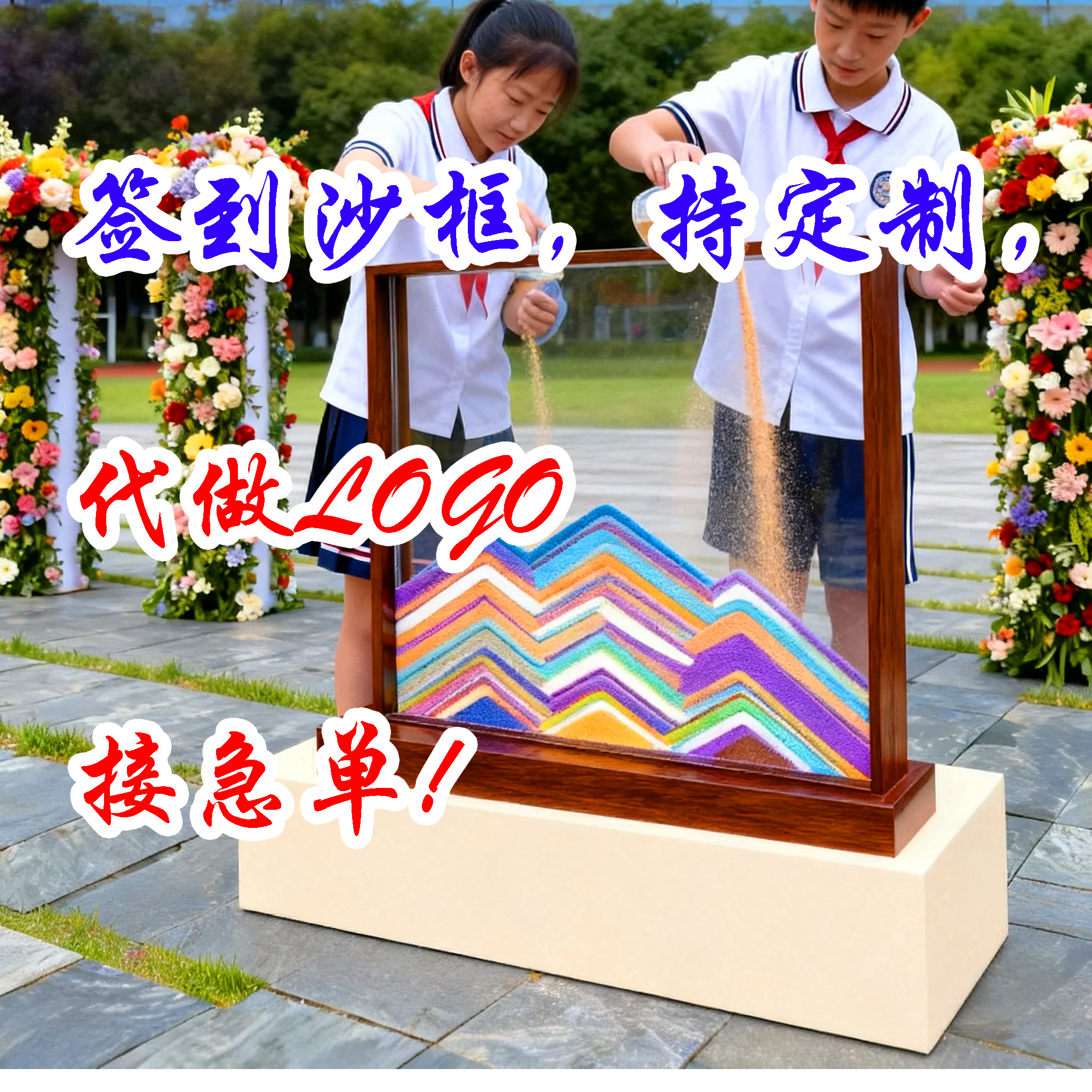 工厂加急定制Logo大型活动大尺寸企业婚庆毕业签名签到流沙框