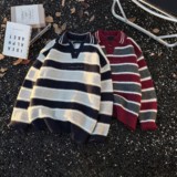 翻领条纹毛衣B40-P60，男装针织衫/毛衣，星座617A-3（原B318）