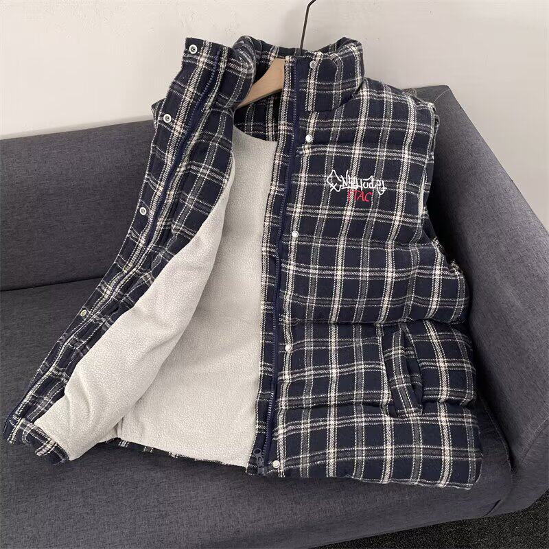 格子立领假面马甲棉服B29-75,男装棉衣,星座617A-3（原B318）