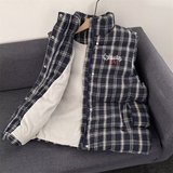 格子立领假面马甲棉服B29-75，男装棉衣，星座617A-3（原B318）