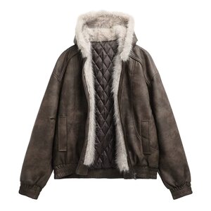 连帽加厚潮牌毛毛棉服B21-P110图片