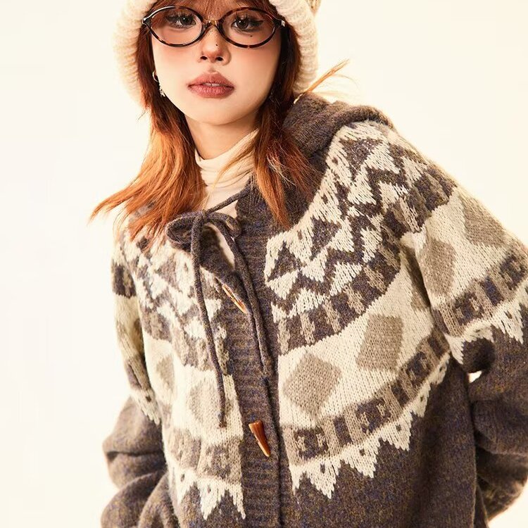 牛角扣连帽毛衣外套B39-68，男装针织衫/毛衣，星座617A-3（原B318）