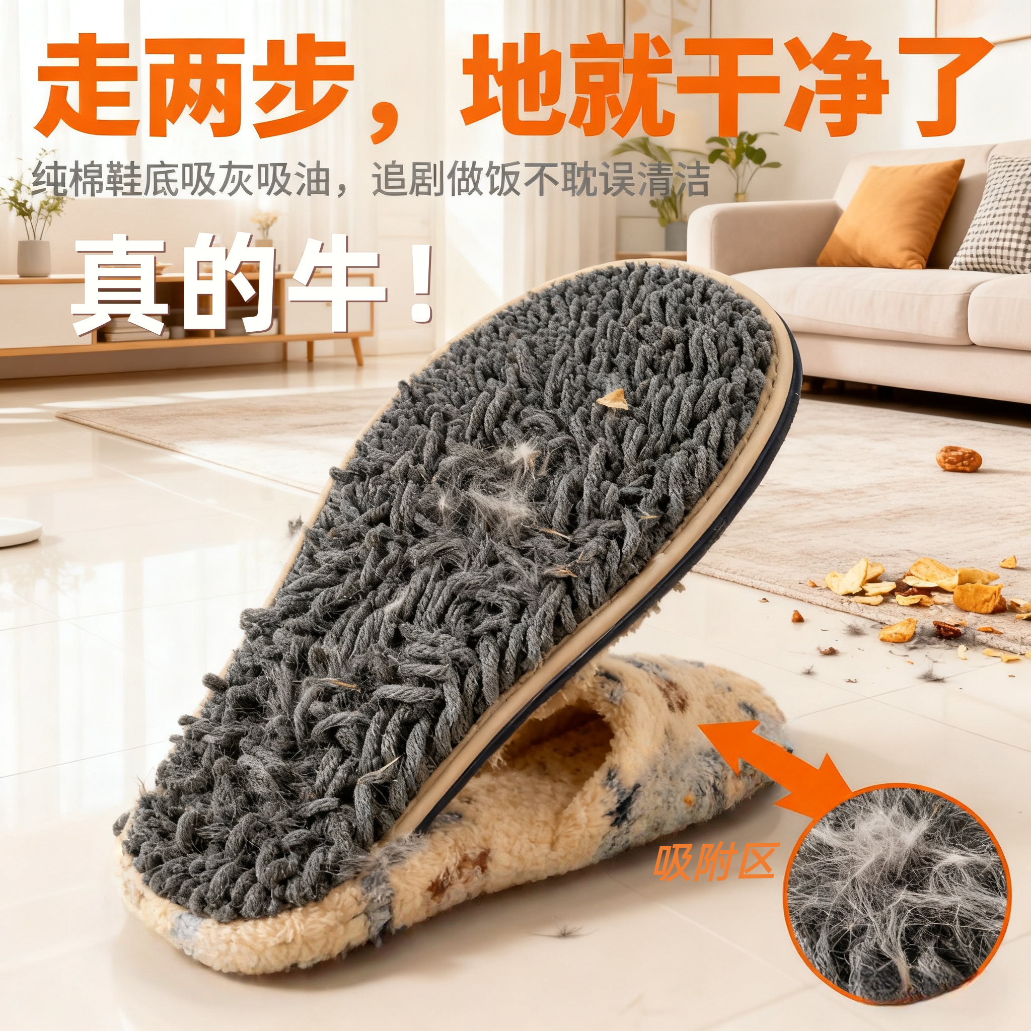 买二送一擦地拖鞋可拆家务抹布