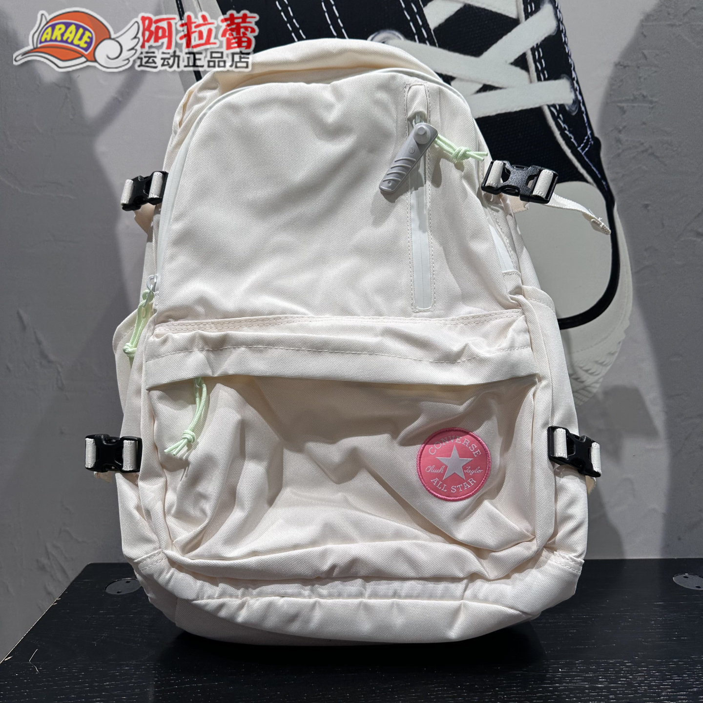 匡威/Converse 复古奶白色大容量男女双肩包电脑书包 10017270图片