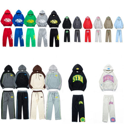 美式Synaworld母印花连帽卫衣卫裤 男女情侣潮牌宽松休闲运动套装