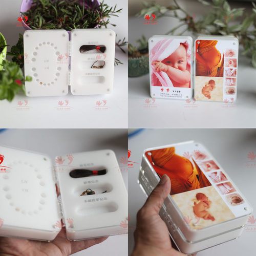 这款独特的亚克力照片、胎毛、脐带、乳牙的多功能婴儿纪念产品。创意整套纪念品产品可拆卸自己组装DIY