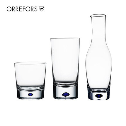 Orrefors进口水晶玻璃Intermezzo芭蕾威士忌杯手工个性蓝点洋酒杯
