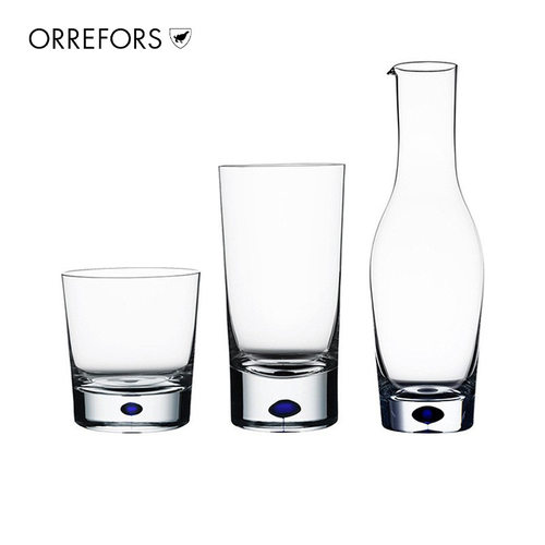 Orrefors进口水晶玻璃Intermezzo芭蕾威士忌杯手工个性蓝点洋酒杯