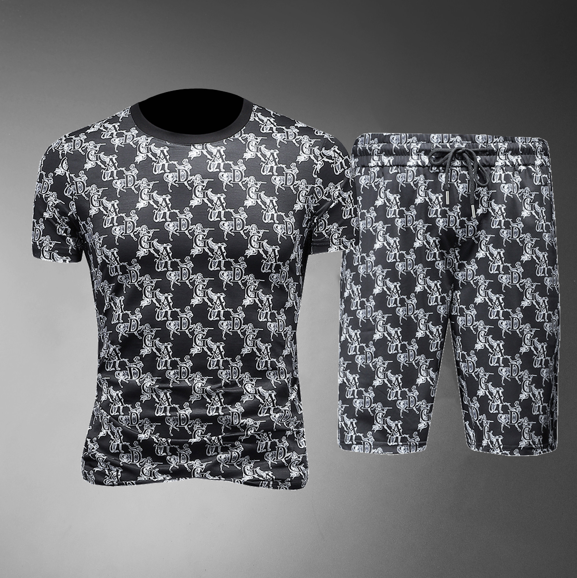 2026年夏季新款男士休闲短袖套装货号：S073P165镂空图，男装休闲套装，钱塘2010-1