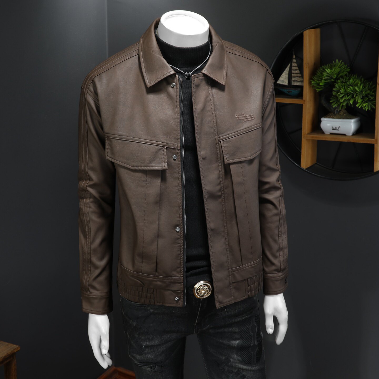 2025新款男皮衣秋冬机车服外套QT212-货号9022-P150假模图,男装皮衣,钱塘2010-1
